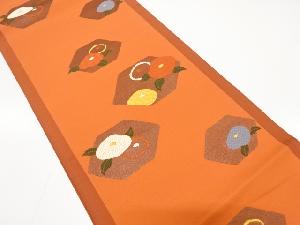 亀甲に椿模様織出し袋帯